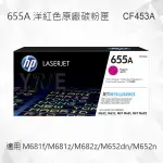 HP 655A 洋紅色原廠碳粉匣 CF453A 適用 COLOR LASERJET M681F/M681Z/M682Z/M652DN/M652N