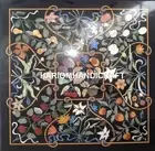 Square Black Marble Top Coffee Table Semi Precious Inlay Floral Arts Home Decors