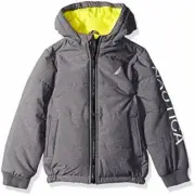 Nautica Boy's Water Resistant Bubble Gray Yellow Jacket Storm Size 14/16 Large