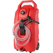60.57L Fuel Caddy, 7.8 L/min, Portable Gas Storage Tank Container with Hand Pump Rubber Wheels, Fuel Transfer Storage Tank for Gasoline Diesel Machine Oil Car Mowers Tractor Boat
