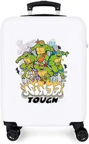 [El Potro] Joumma Nickelodeon Ninja Attack Cabin Suitcase White 38x55x20cm Rigid 2kg Combination Lock Side ABS 2kg 35L Hand Luggage, White, One Size, Cabin Suitcase