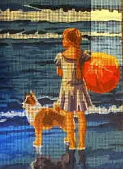 "Girl with Ball" Printed Needlepoint Tapestry Canvas 6322