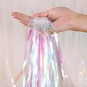 3 Pack Fringe Streamers Backdrop Curtains, Tinsel Backdrop Fringe Backdrop Party Backdrop Birthday Backdrop, Party Décor Birthday Decorations (3.3 x 6.6 ft, Clear & Colorful)