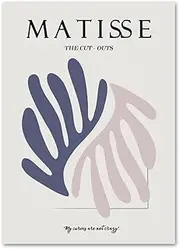 Matisse Poster Gray Pink and Blue Leaf Wall Art Matisse Prints Matisse Canvas Painting Matisse Picture for Home Art Decor 50x70cmx1 No Frame