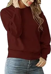 [NAVYN] Women's Chic O-Neck Knitted Sweaters Top Base Layer Casual Loose Fit Sweater Soft Pullovers for Autumn & Winter(Burgundy,S/Small)