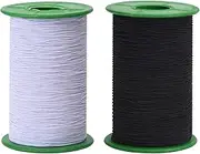 Noverlife Black & White Elastic Cord, 2 Rolls 0.02"/0.5mm 328yd/300m Jewelry Making Beading Stretch String, Elastic Fabric Thread Wire Macrame Cord DIY Crafting Rope Bungee Shock Cord