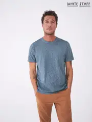 White Stuff Light Blue Abersoch 100% Cotton Short Sleeve T-Shirt (T72126) | $58