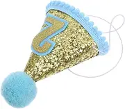 jojofuny Wide Brim Sparkle Party Hat 2nd Birthday Cone Hat Elastic Headband for Boys and Girls