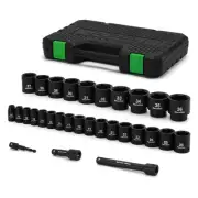 30 Pieces 1/2-Inch Drive Shallow Metric Impact Socket Set, Cr-Mo, 10mm to 36m...