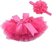 Mikinona Baby Girls Tutu Skirt Flower Headband Newborn Photography Accessory Satin Elastic Waist Size l