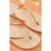 Gold Metallic Havaianas Slim Glitter Flip Flops, Gold