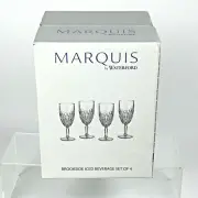 Marquis Waterford Crystal Brookside Iced Beverage Wine Glasses Set OF 4 Boxed