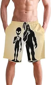 [XYMZR] Men's Swim Trunks Sasquatch Alien Quite Quick-Dry Bathing Suit Swimming Board Shorts S