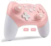 ROTOMOON Upgraded Pink Wireless Pro Controller Compatible with Nintendo +CABLE