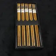 ZONADA Set of 5 Pairs Classic Japanese Style Non-Slip Reusable Bamboo Chopsticks - BPA-Free, Durable, Dishwasher Safe - Ideal for Gifts and Everyday Use (Fish)