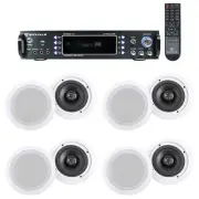 Rockville RPA60BT Home Theater Receiver Amplifier+8) 6.5" White Ceiling Speakers