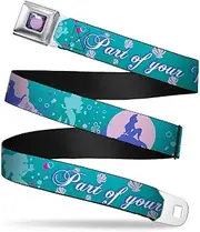 Buckle-Down Seatbelt Belt - Little Mermaid Silhouette Scenes PART OF YOUR WORLD Blues - 1.0" Wide - 20-36 Inches in Length