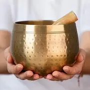 Meditative Brass Singing Bowl with Mallet and Cushion -Tibetan Sound Bowls for Energy Healing, Mindfulness, Grounding, Zen, Meditation - Exquisite, Unique Home Decor and Gift Sets