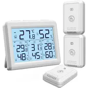 ORIA Indoor Outdoor Thermometer with 3 Wireless Sensors, Digital Hygrometer Thermometer, Temperature Humidity Monitor
