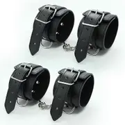 Black Leather Ankle Straps Perfect For Workout Fitness Cuffs Glutes & Leg,home Yoga For Men & Women