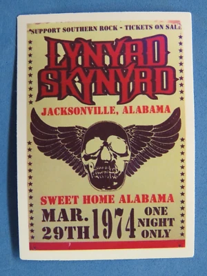 MUSIC STICKER ~ LYNYRD SKYNYRD Rock Concert Poster Jacksonville, Alabama 1974