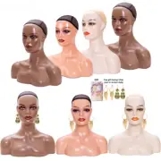 Female Mannequin Head With Shoulder For Wigs Necklace Earrings Display Stand