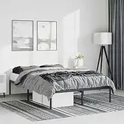 Bed Furniture Metal Bed Frame Without Mattress Black 135x190 cm