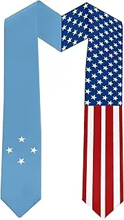 [Ruchikaj] 2025 The Federated States of Micronesia Flag and USA Flag Graduation Stole Graduation Sash for International Student (Baccalaureate Gown and Hat Not Included), Micronesia and Usa