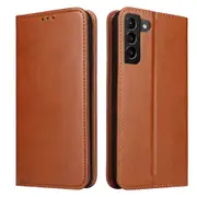 For Samsung Galaxy S21 FE (Fan Edition) Case Leather Wallet Folio Cover Brown