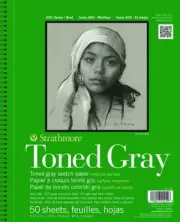Strathmore Toned Sketch Spiral Paper Pad 9-inch x 12-inch, Gray 50 Sheets