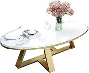 Tables Living Room Furniture, Oval Marble Coffee Table, White and Gold