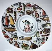 FLOMO 12" Round Melamine Chip & Dip Tray w/Summer Picnic/Cookout Design