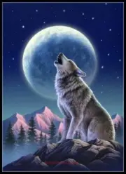 Howling Wolf - Chart Counted Cross Stitch Patterns Needlework DIY DMC Color