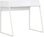 Modern White Office Desk for Home Study, Compact Computer Table with Storage for Small Spaces