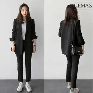 【CPMAX】韓系修身西裝外套 女韓版修身百搭兩粒扣 西裝外套女 西裝外套中長版 女上班外套 外套 西裝女【W61】