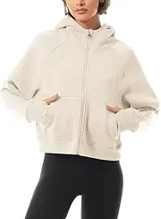 [MixMatchy] Women's Casual Zip Up Cropped Hoodie Sweatshirts Fleece Jackets Fall Outfits with Pockets
