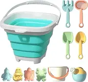 11 Pieces Bucket and Spade Beach Set for Kids, Portable Bucket Beach Toy Set, Funny Playing Sand Toy with Watering Can, Shovels and Animals Sand Mold, Creative Outdoor Toy for Toddler