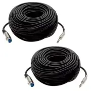 2 Pack 50Ft XLR 3-Pin FEMALE to 1/4" MONO Plug Mic Microphone Cord Cable 50 Foot