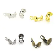 100 Bottom Clamp Clam Shell Bead Tips W/ Closed Loop for Knots & Crimp Findings