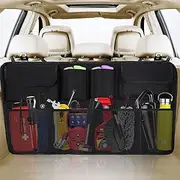 AiQInu Car Boot Organiser, Car Seat Organiser with 8 Large Capacity Storage Bags, Waterproof, Foldable Back Seat Hanging Back Seat Organiser for Cars, SUVs, Trucks and Vans