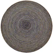 Handwoven Round Jute Rug-Spiral 6009-Natural/Navy-120x120cm