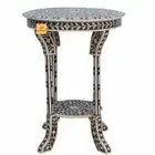 HANDMADE MOP INLAY WOODEN ROUND CLASSIC SIDE STOOL (46 X 46 X 60 Cm)
