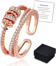 to My Daughter - Fidget Ring, 925 Sterling Silver Anxiety Ring Fidget Ring Women Spinner Rings, Women Spinner Rings for Anxiety (Copper)