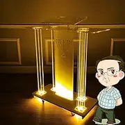 LED Rolling Podium, Podium Stand, Church Podium, Luxurious Golden Acrylic Podium, Portable Podium Stand, Pulpits for Churches, Reading Platform for Priest and Priest Speech Hall, Clear