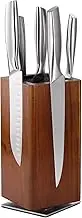 Magnetic Knife Block without Knives, 360°Rotatable Knife Holder With with Four Sided Magnets & Non-Slip Base,Kitchen Acacia Wood Universal Magnetic Knife Storage Rack with Bristles (Brown)