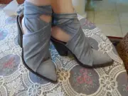 New Burberry Pewter Melange Tillington Scarf Tie Jersey Point-toe Mules Size 38B