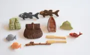 Fishing / Craft Buttons / Buttons Galore / Row Boat w Oars ~ Rods ~ Fish ~ Hat
