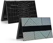 Lolalet 2 Pack Magnetic Makeup Palettes, Empty Magnetic Palette with Mirror for Eyeshadow Lip Color Blush Powder Highlighter Contour - Leather&Holographic