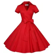 Women's Polka Dot Dresses 50s Style Short Sleeves Rockabilly Vintage Dress L