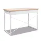 Artiss Metal Desk with Drawer - White with Wooden Top/Walnut Durable In Use